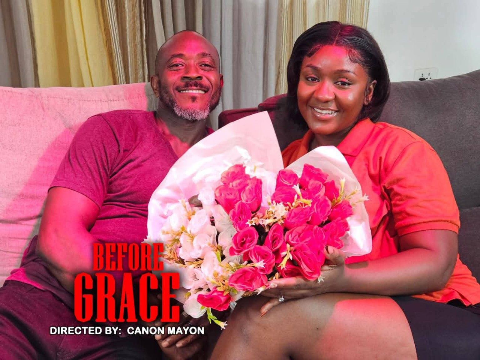 Lead actors in Before Grace movie sharing emotional romantic moment before Liberia movie premiere