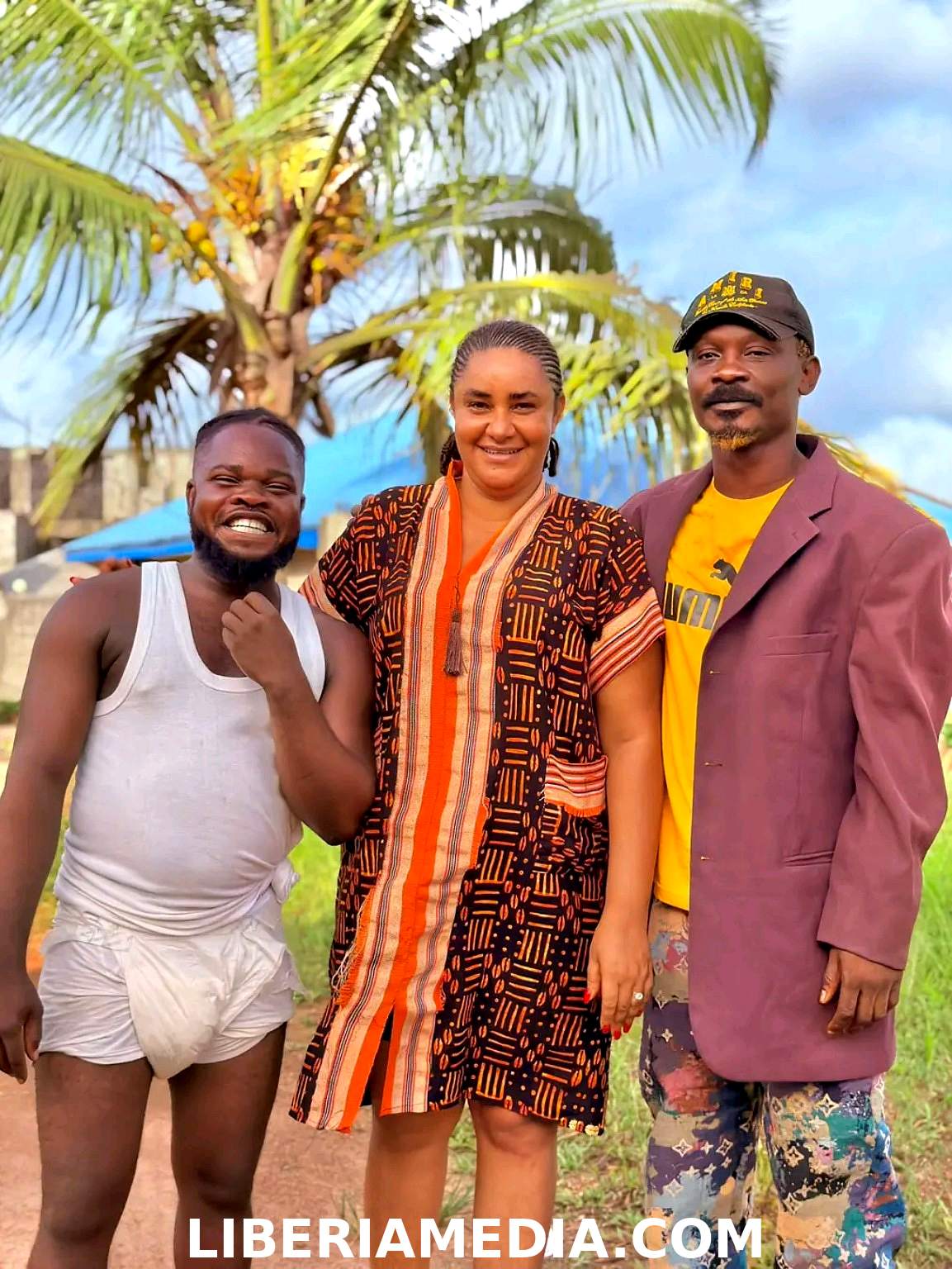 Liberian comedians Leila Comedy and Angel Michael during a photoshoot for a new comedy skit project.