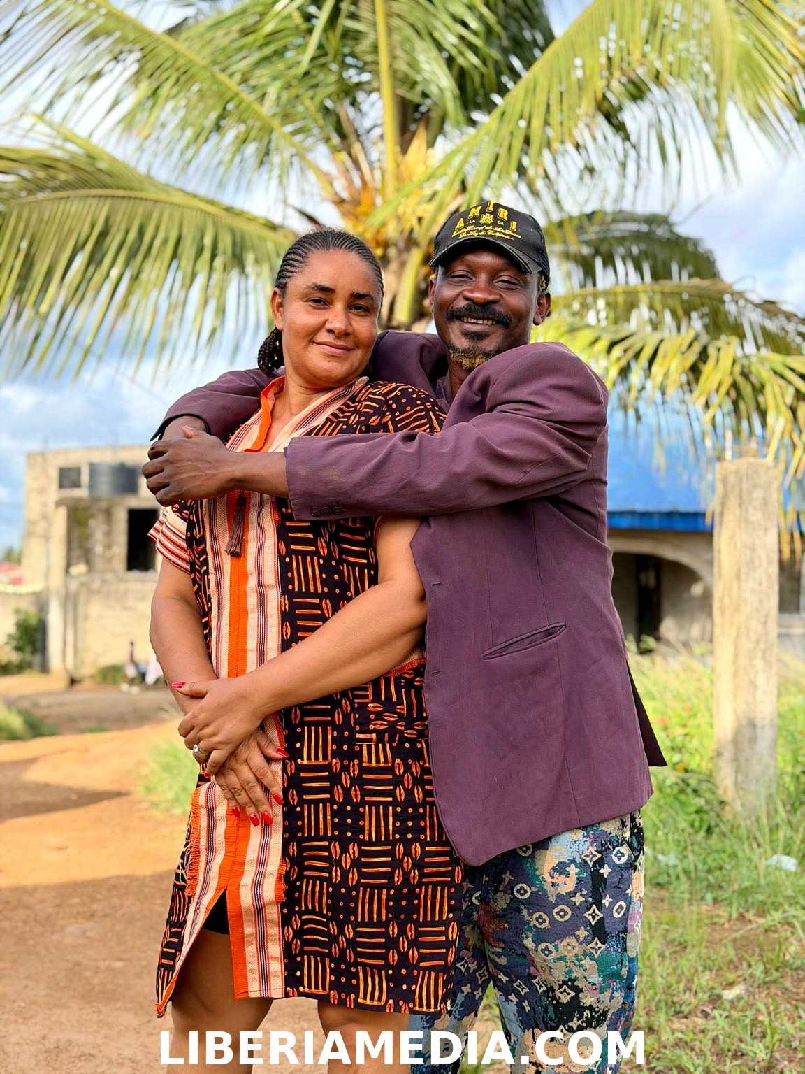Leila Comedy and Angel Michael pose together during a photoshoot for an upcoming Liberian comedy skit series.