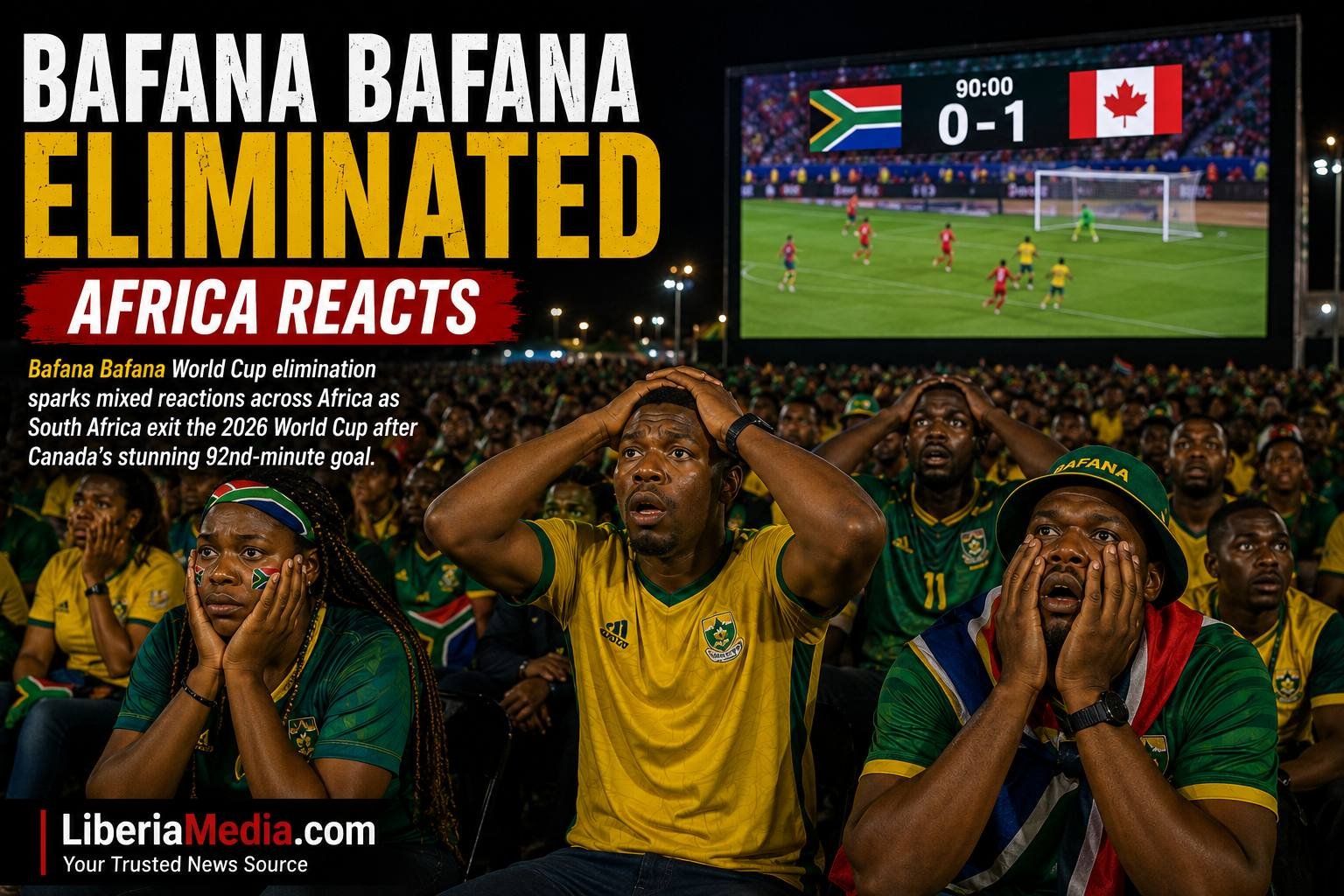 African fans react as Bafana Bafana are eliminated from the 2026 FIFA World Cup