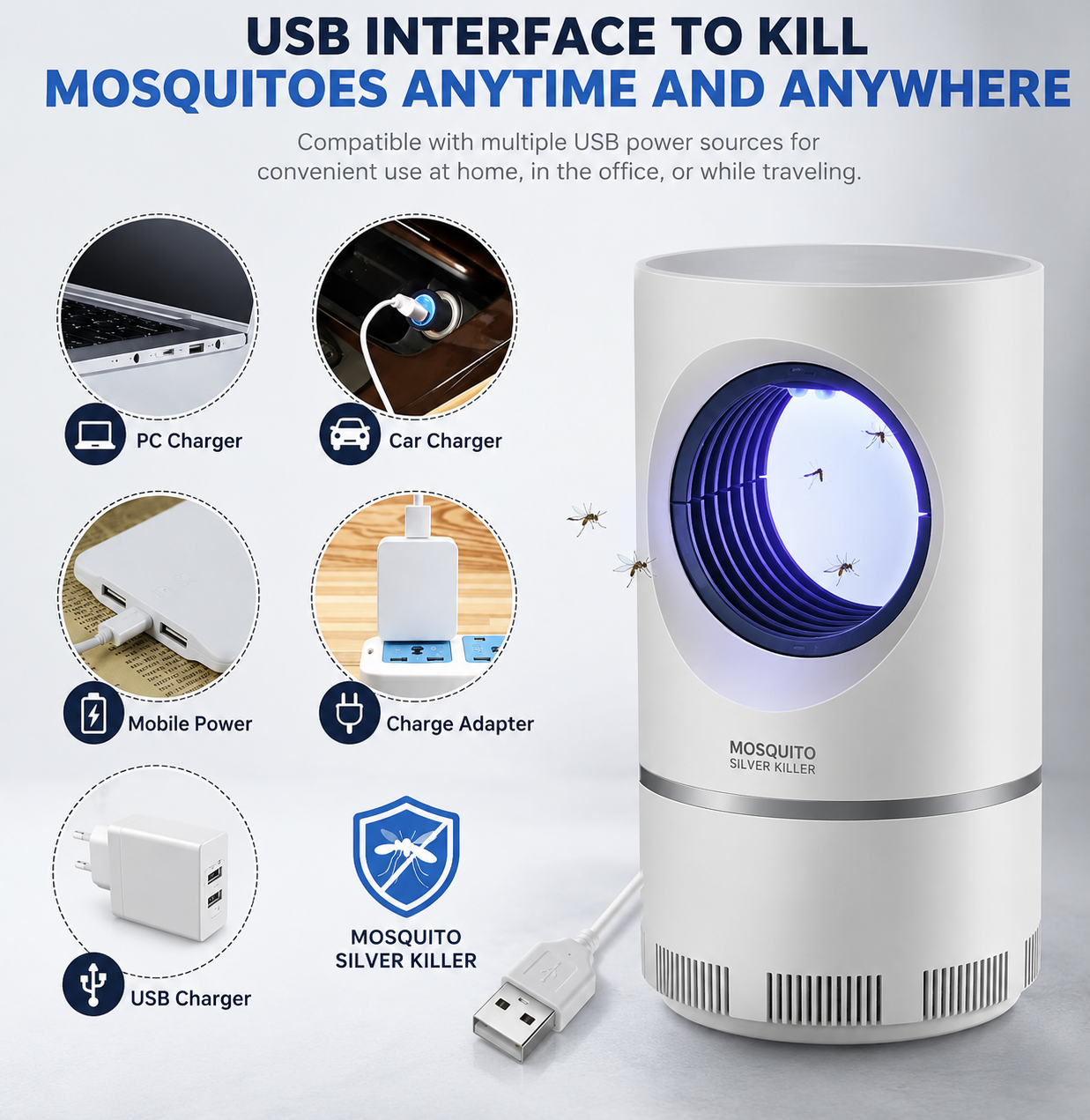 BuenoVida USB rechargeable mosquito killer lamp