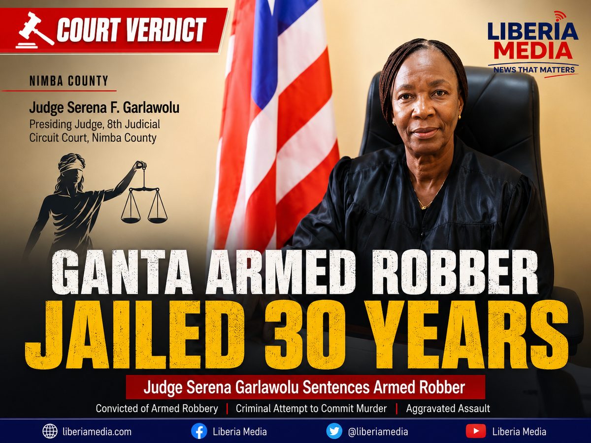 Judge Serena Garlawolu sentences Ganta armed robber to 30 years in Nimba County court