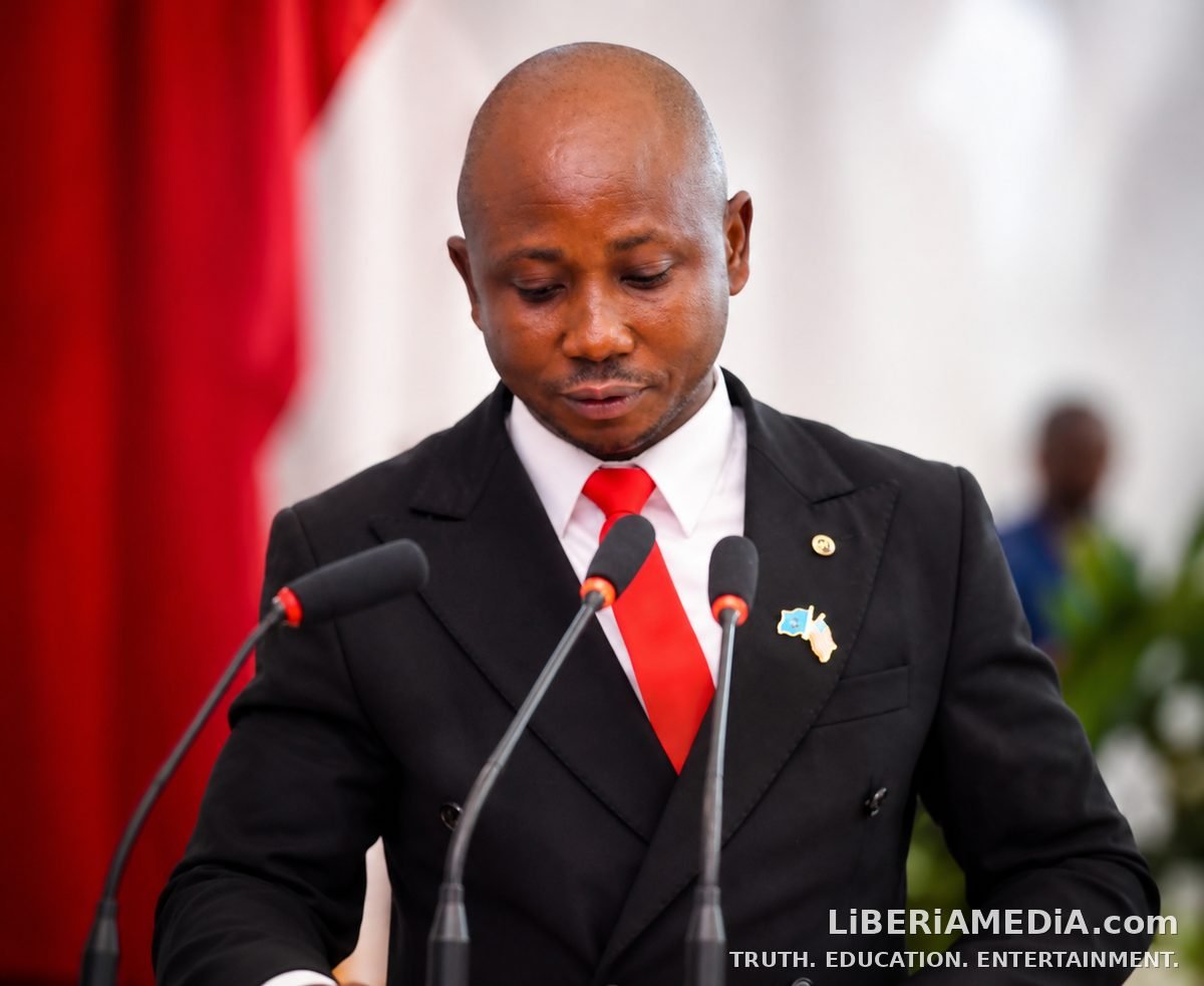 Josiah S. Wiah delivers valedictory speech at PMTP V graduation, Temple of Justice, Monrovia