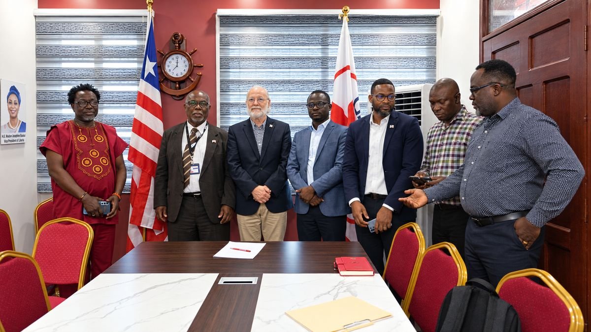 Liberian Red Cross officials and partners at the organization's headquarters in Monrovia.